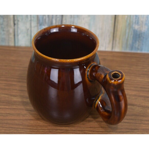 Wake and Bake Mug Pipe Ceramic Smoking Coffee Cup Brown Rustic Design - Picture 7 of 9